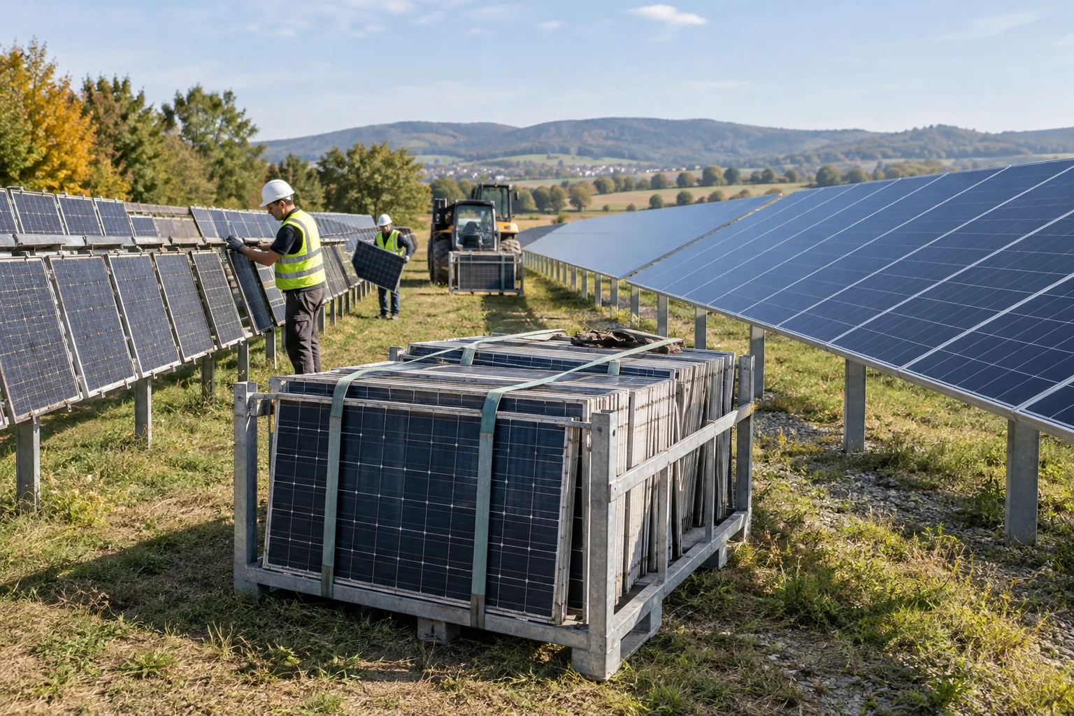 Altmodule aus einem Solarpark für die Restwertprüfung beim Repowering