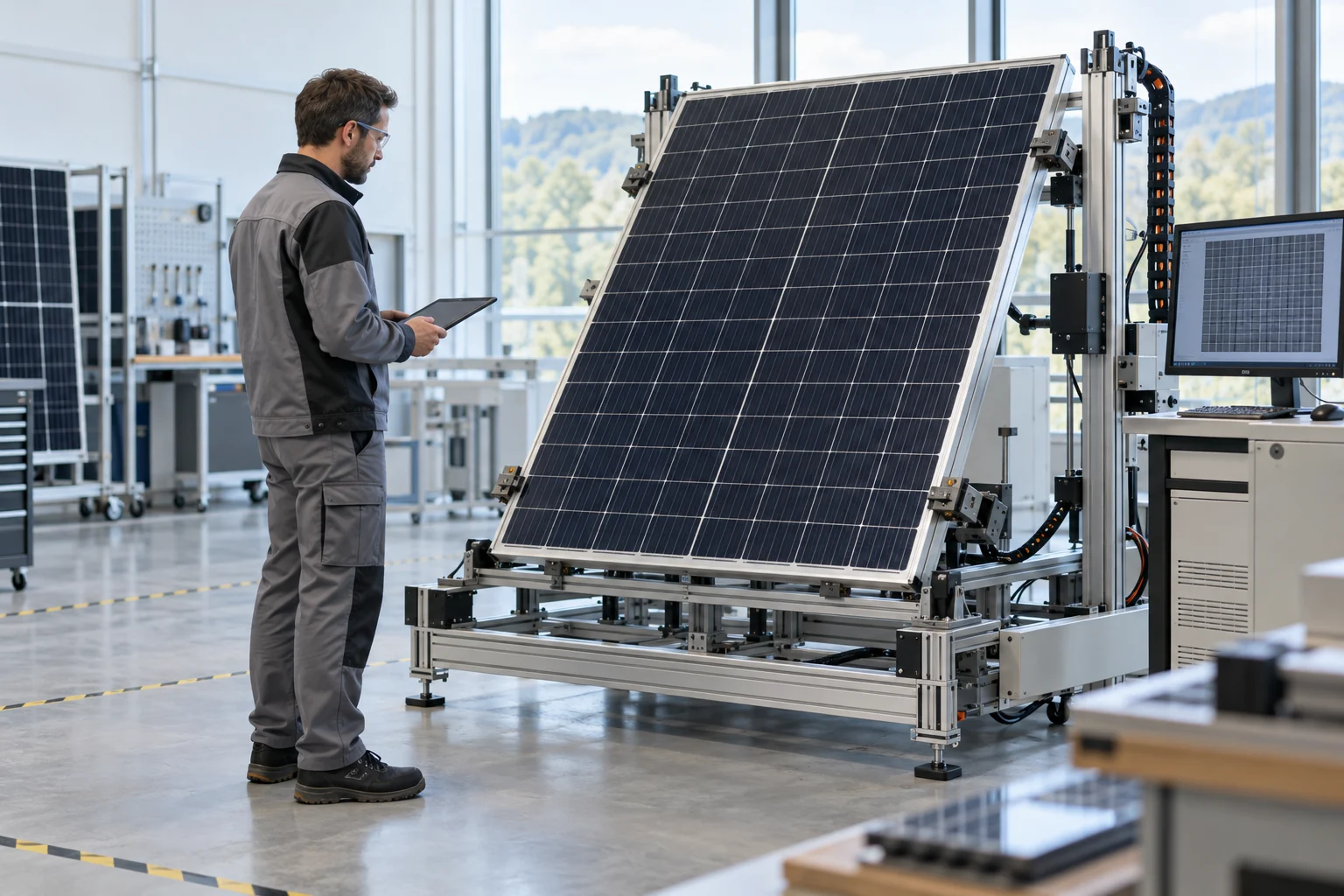 Technische Bewertung eines Solarmoduls an einem beispielhaften Prüfplatz