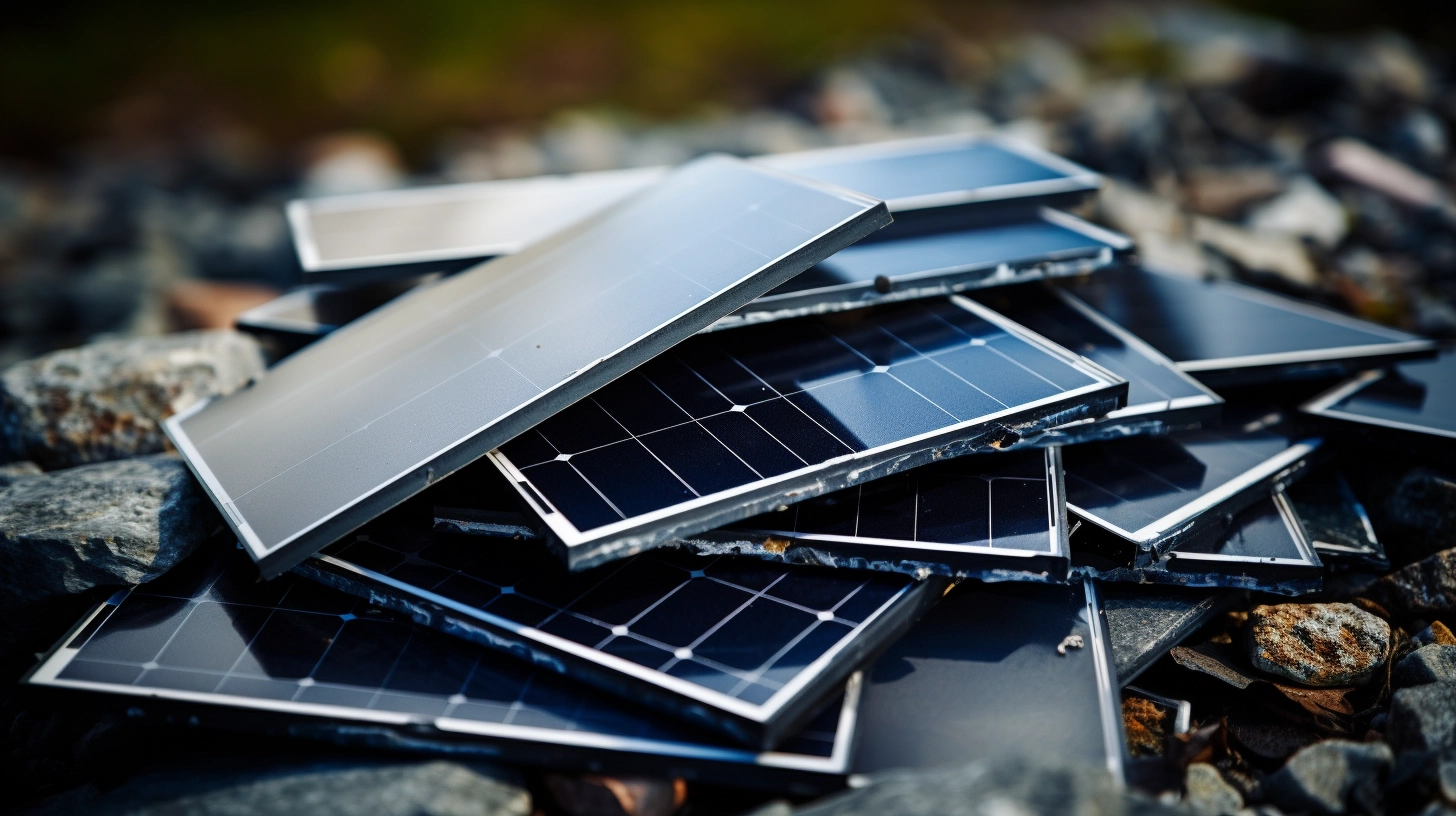 Gelagerte Solarmodule zur Bestandsbewertung